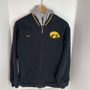 Vintage Iowa Hawkeyes Hooded Full Zip Sweatshirt, Nike Team Women’s Large, Black